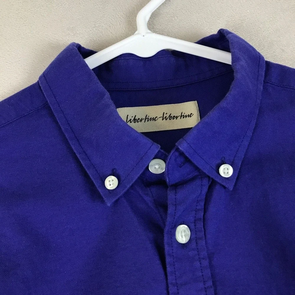 Libertine-Libertine‎ Shirt Mens Size M Blue Button Up Hunter 1004 Panama Preppy
